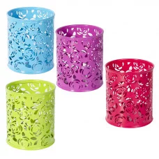 Подставка-стакан для канцтоваров Alingar, металлическая, круглая, узор "Розы", ассорти AL9476