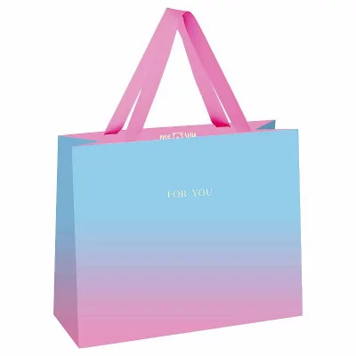 Пакет подарочный 1шт 32*26*12см MESHU "Duotone. Light blue-Pink gradient", отд. фольгой, матовая ламинация 354676