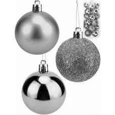 Набор ёлочных шаров 24 шт Новогоднее настроение, 5 см, серебряный НУ-5638