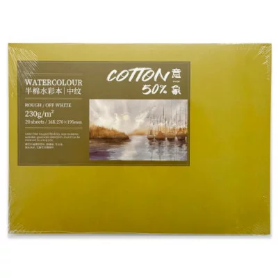 Скетчбук А4 20л. DI-595 "Лодки" акварельная бумага, среднезернистая, 230гр/м2, хлопок 50%, целлюлоза 50%, 270х195мм 332470