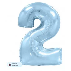 Шар (40\'\'/102 см) Цифра, 2, Голубой, Макарунс, 1 шт. в уп. B901762AB