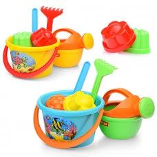 Набор №205: ведро среднее, лопатка, грабельки, 2 формочки, лейка малая №4 4375
