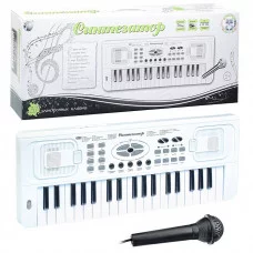 Синтезатор "Супер музыкант" с микрофон, от сети и на батарейках, в коробке HS3716B