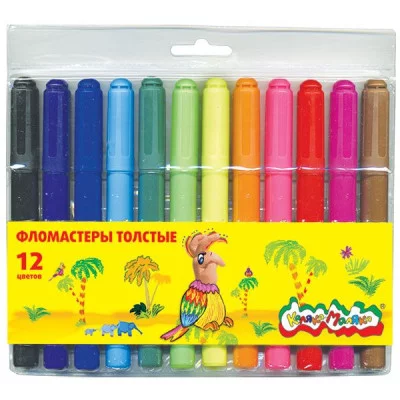 Фломастеры Каляка-Маляка 12 цв. толстые, вент.колп., блист. упак., кругл. корп., 3+ Каляка-Маляка 038326