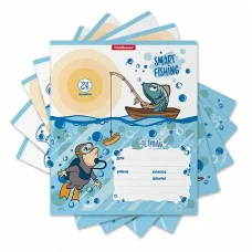Тетрадь школьная ученическая ErichKrause® Fish Story, 24 листа, линейка MIX-PACK 53724