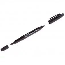 Маркер перманентный двухсторонний OfficeSpace черный, пулевидный, 0,8/2,2мм Спейс 178876