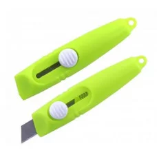 Нож канцелярский Alingar, 9 мм, детский мини, с механической фиксацией лезвия, цветной пластик. корпус 7.5 см, ассорти, неон, блистер AL11216