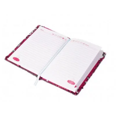 Подарочный блокнот А5, 7БЦ, Alingar, пайетки, аппликация, линия, 60 л., "Бабочка", фиолетовый AL9072