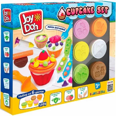 Масса для лепки Joy Doh, набор CUPCAKE SET - ЛЮБИМЫЕ ПИРОЖНЫЕ, 3d формы, 18 аксессуаров,  6 баночек  KEKS-168 pot