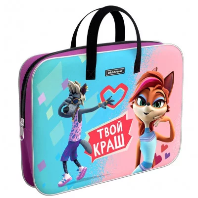 Папка текстильная на молнии ErichKrause с ручками Ну, погоди! Каникулы , A4+ 62568