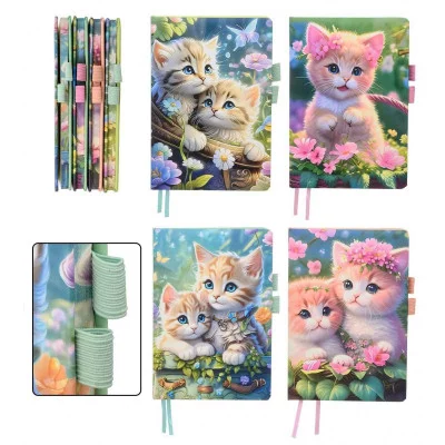 Блокнот детский: "КОТЯТА"; 2 резинки для ручки; цветная обложка с рисунком /ассорти/, внешняя сторон МС-7382