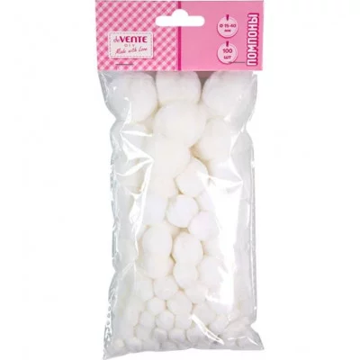 Набор помпонов для творчества "DIY" 100 шт, цвет белый 8000561