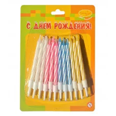 Свечи для торта с держателями Мини, 2-х цветные, 6см, 24шт. Поиск 225084