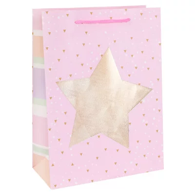 Dream cards Пакет подарочный с мат.лам. и тиснением фольгой 31х42х12см (XL) Счастливого дня рождения, красный, 210 г ПКП-2616