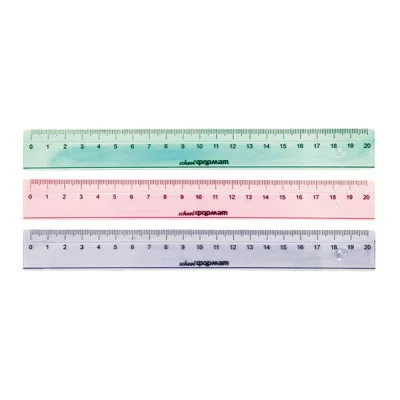 Линейка пластик 20 см прозр. ассорти schoolФОРМАТ 053597