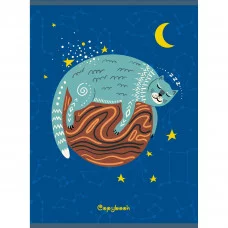 Тетради А4 48л для конспектов.Скрепка.Клетка.Обл.:мел.карт, печать по метал.плен.серебро,твин-лак.Бум. оф.60 г/м2.Скр.уг. Звездные сны