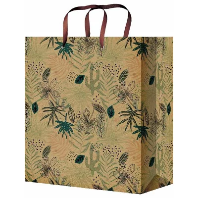 Пакет ламинированный. Подарочный из крафт-бумаги 18х23х10 см (craft M) Тропики, 130 г ПКП-4219