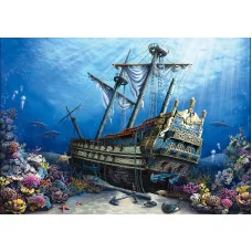 Алмаз.мозаика(блест.)30х40см Без подр.,с част. заполн.(25цв.)Старый корабль под водой ( Арт. ASG047)