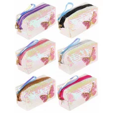 Пенал-косметичка КРАСИВАЯ БАБОЧКА (ПН-8747) пайетки 10х18х8 цв.микс ПН-8747