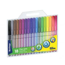 Фломастеры Berlingo "SuperTwist", 18цв., смываемые, рисунок на корпусе, блистер 276548