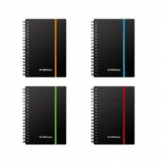 Тетрадь общая с пластиковой обложкой на спирали ErichKrause Accent, ассорти, А6, 80 листов, клетка, резинке 53140