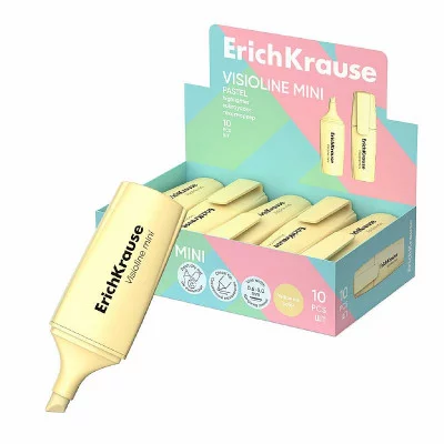 Текстмаркер ErichKrause Visioline Mini Pastel, цвет чернил желтый  60799
