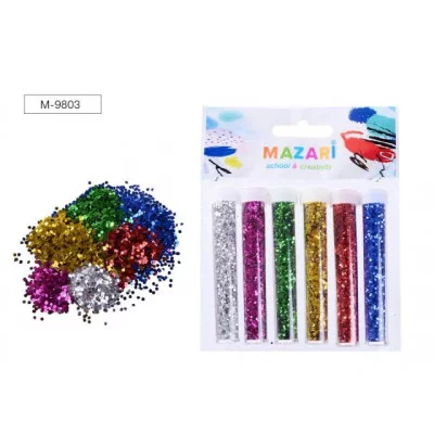 Набор блёсток декоративных, 6 цветов х 3 г, в пластиковых тубах, ОПП-упаковка с европодвесом M-9801