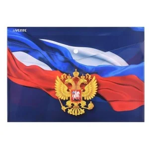 Папка-конверт на кнопке "Герб" A4 180 мкм, непрозрачная с рисунком, индивидуальная маркировка 3071219