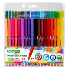 Фломастеры BRAUBERG KIDS КЛАССИЧЕСКИЕ 36 цветов, вентилируемый колпачок, ПВХ-упаковка, 152603