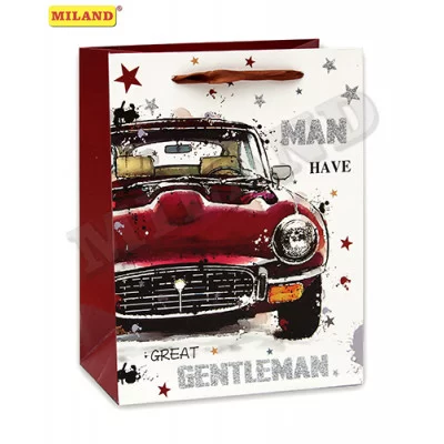 Dream cards Пакет подарочный с глянц.лам.и глиттером 32х26х12 см(L)Красный автомобиль,210г ПП-0211