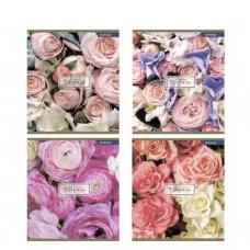 Тетрадь 48л., А5, клетка, Alingar "Нежные  цветы", скрепка, мелованный картон (стандарт), блок офсет AL9932