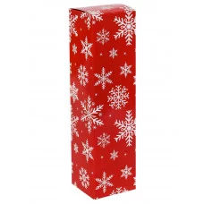 Подарочная коробка под бутылку Снежинки на красном КОР-3956