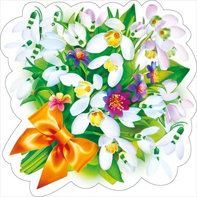 Украшение на скотче Букет подснежников с бантиком 080943 080.943