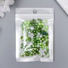 Бусины для творчества пластик "Круглые. Ассорти зелёное" d=3-8 мм, набор 10 гр 7459635
