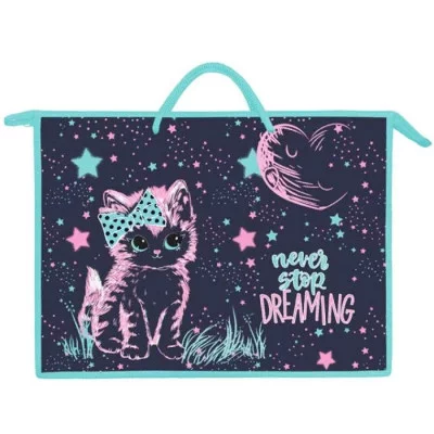 ПР 3 -20 Розовый котёнок - папка для рисования А3 на молнии