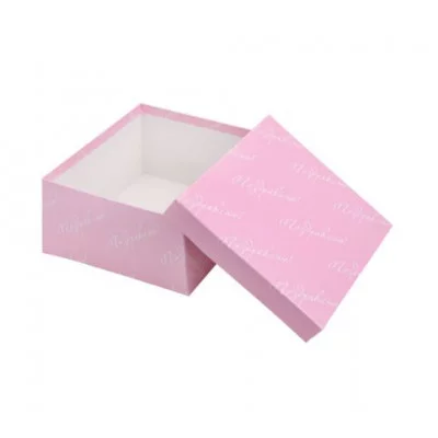 Коробка квадратная подарочная 1 шт розовая с надписью "Поздравляю" 20 х 20 х 10 см РазборПП-4540