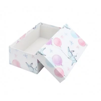 Коробка прямоугольная подарочная Зайка на воздушном шаре 26 х 17,5 х 11 см РазборПП-4526