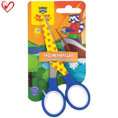 Ножницы детские Мульти-Пульти "Приключения Енота" 13см, с рисунком на лезвиях, ассорти, европодвес 258785
