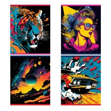 Тетрадь 80л., А5, клетка на гребне BG "Графические плакаты", матовая ламинация, выб. лак 346537