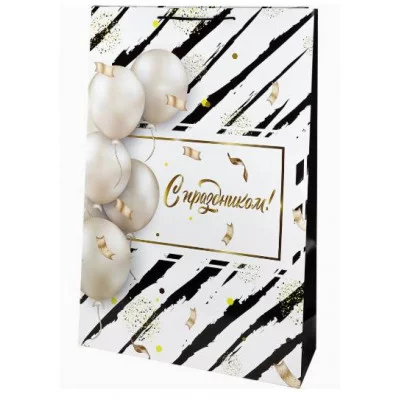 Пакет подарочный с глянцевой ламинацией,50x72x16 см (Jumbo) Белые шары 180 г ПКП-9142