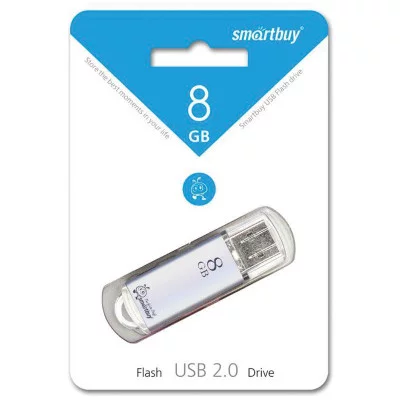 Память Smart Buy "V-Cut"   8GB, USB2.0 Flash Drive, серебристый (металл.корпус) Smart Buy 193343