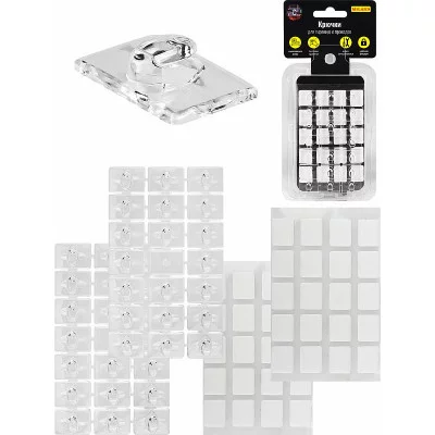 Набор самоклеющихся крючков (для гирлянд) прозрачные 1 3х1 9 см 40 шт (Собс. разраб.) СКЧ-3218