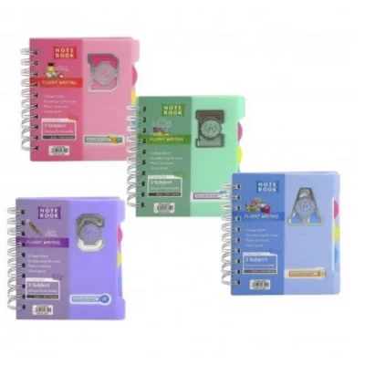 Записная книжка А6, Alingar, гребень, пластиковая обложка, с разделителями, ассорти, клетка, 120 л. Пастельные тона. АВСD AL10557