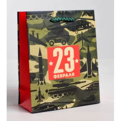 Пакет ламинированный вертикальный «С 23 февраля!», S 12 × 15 5,5 см 4515285