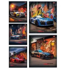 Тетрадь КЛЕТКА 48л. АВТО НА ФОНЕ ГРАФФИТИ - 1 (48-5747) цвет. мелов. обл. 48-5747