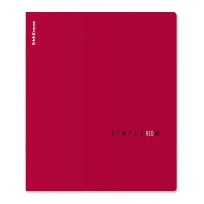 Тетрадь общая ученическая ErichKrause Simple Color, красный, 48 листов, клетка, ламинация soft-touch+выборочный УФ-лак 1шт 65236
