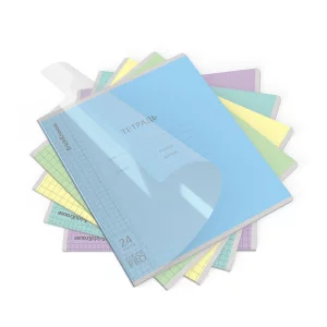 Тетрадь школьная ученическая с пластиковой обложкой на скобе ErichKrause Классика CoverPrо ассорти, А5+, 24 листа, клетка_MIX-PACK 56374