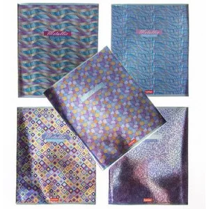 Тетрадь 80л А5ф клетка 65г/кв.м на скобе  металлизиров.картон  серия -METALLIC- ТК813