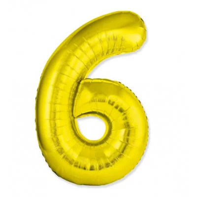 Шар (40\'\'/102 см) Цифра, 6 Slim, Золото, 1 шт. 901916O