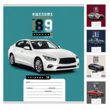 TМ"Profit"Тетрадь КЛЕТКА 18л. ПРЕСТИЖНОЕ АВТО (18-4596) обл.-мелов. картон.